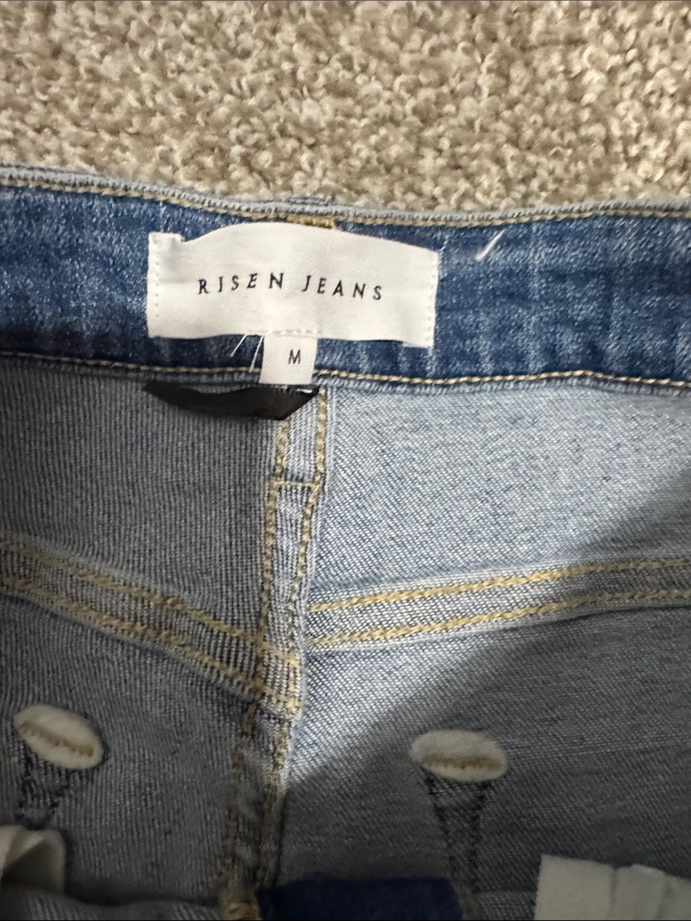 Risen Two-Tone Ombre Denim Shorts in Blue and White - Picture 3 of 7